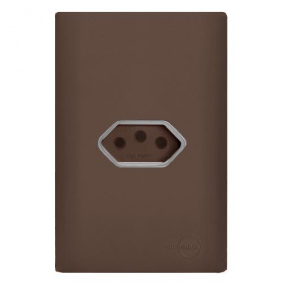 Conjunto Tomada 20A Horizontal  - Novara Especiais Marrom Fosco